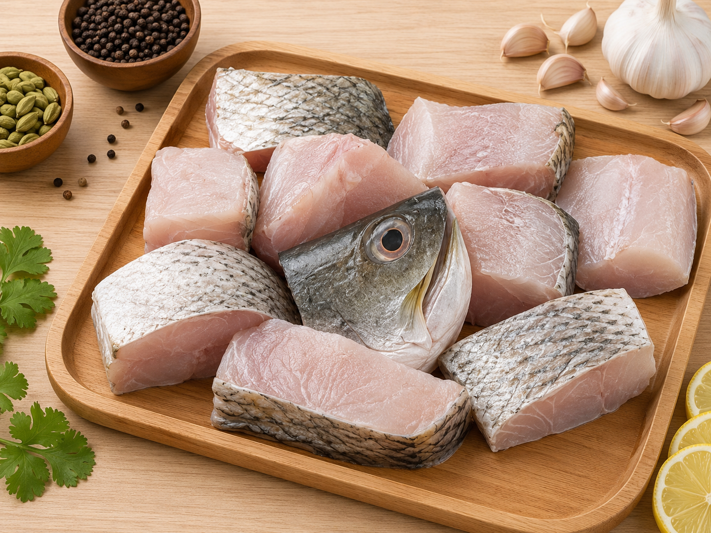Bhetki Barramundi Koduva Fish Cleaned Curry Cut