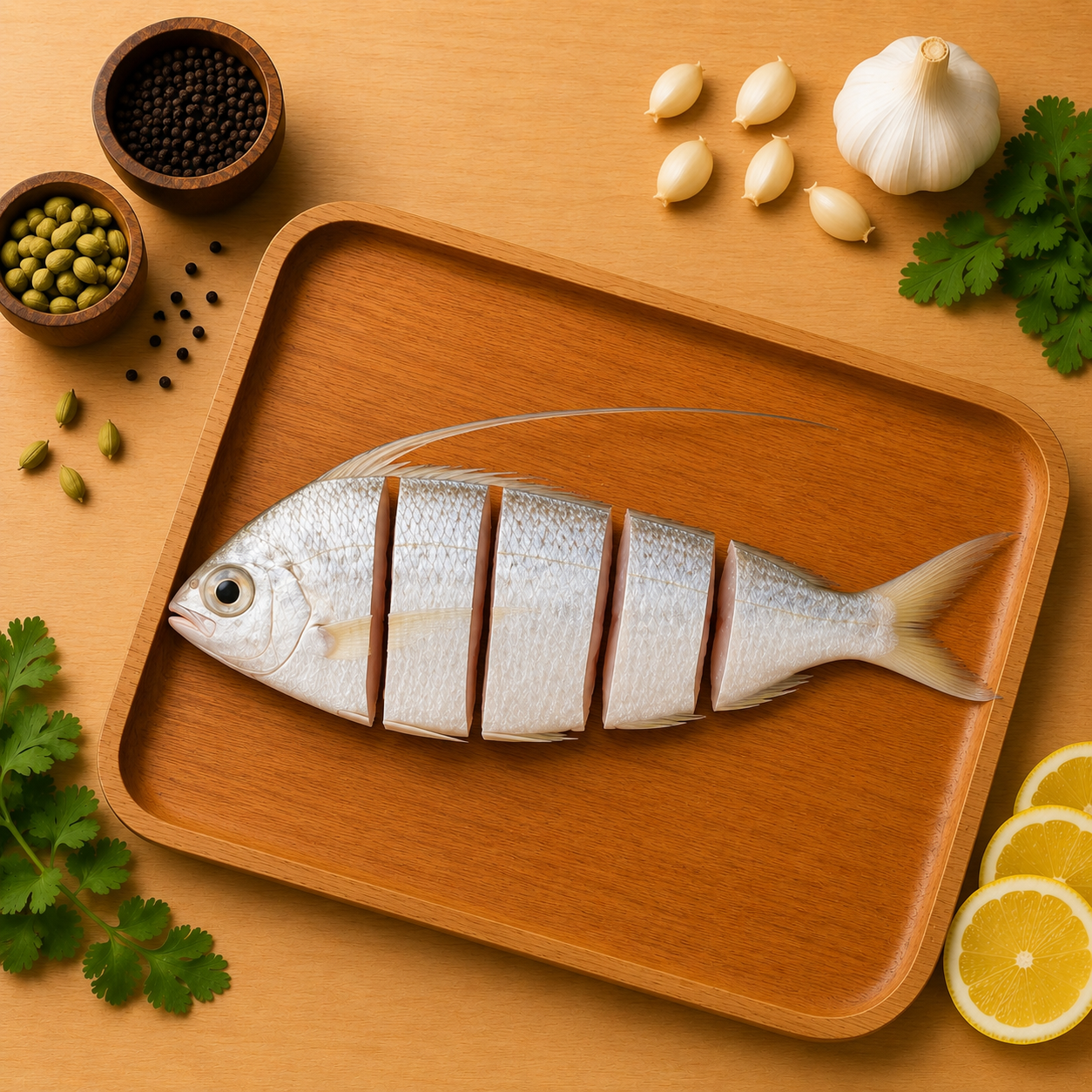 Long Rayed Silver Biddy/Pranjil Fish Cleaned Curry Cut