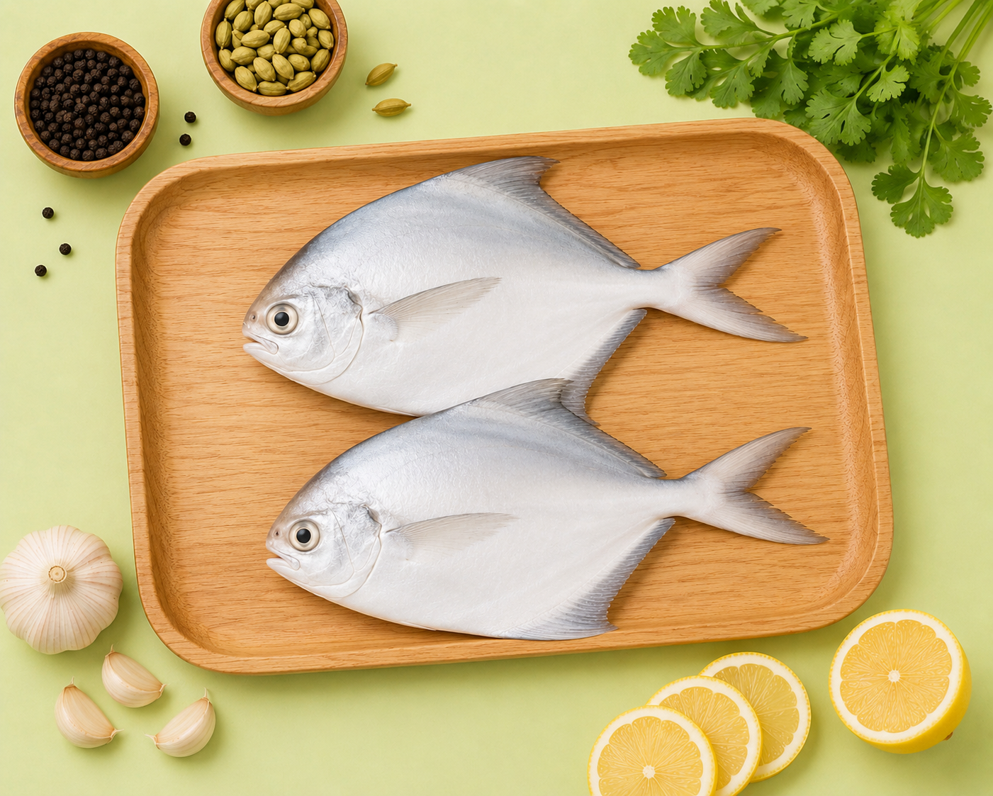 White Pomfret Fish Whole Cleaned