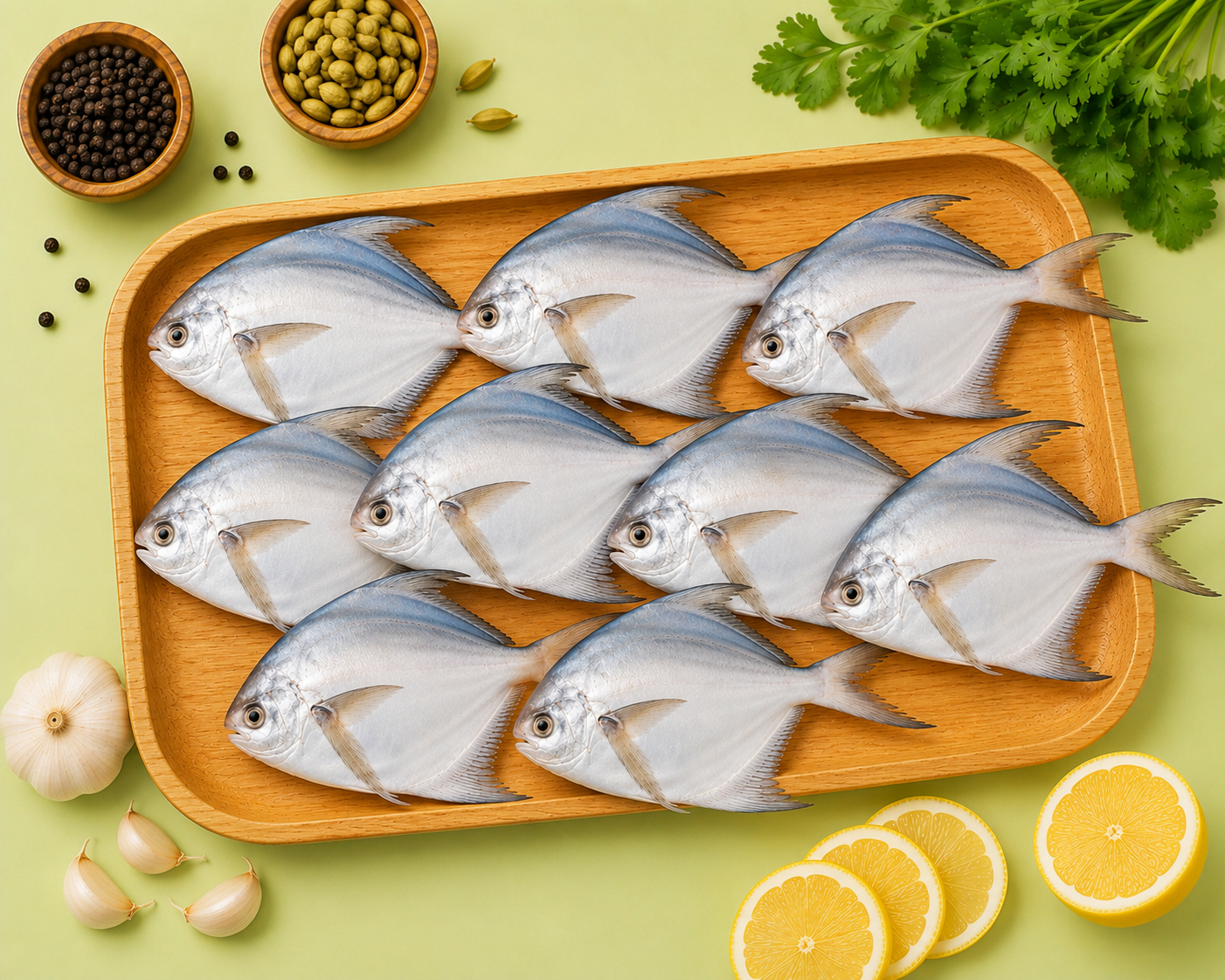 Pomfret White Fish Medium (7 To 8 PIC)