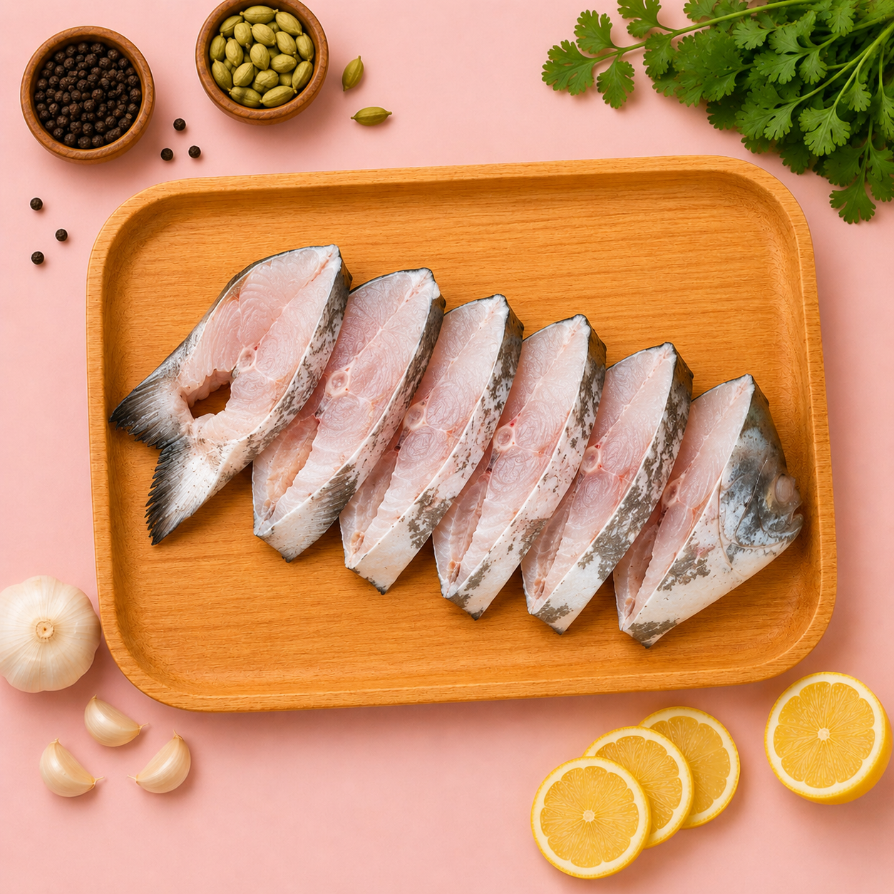 Chinese Pomfret Fish Cleaned Curry Cut